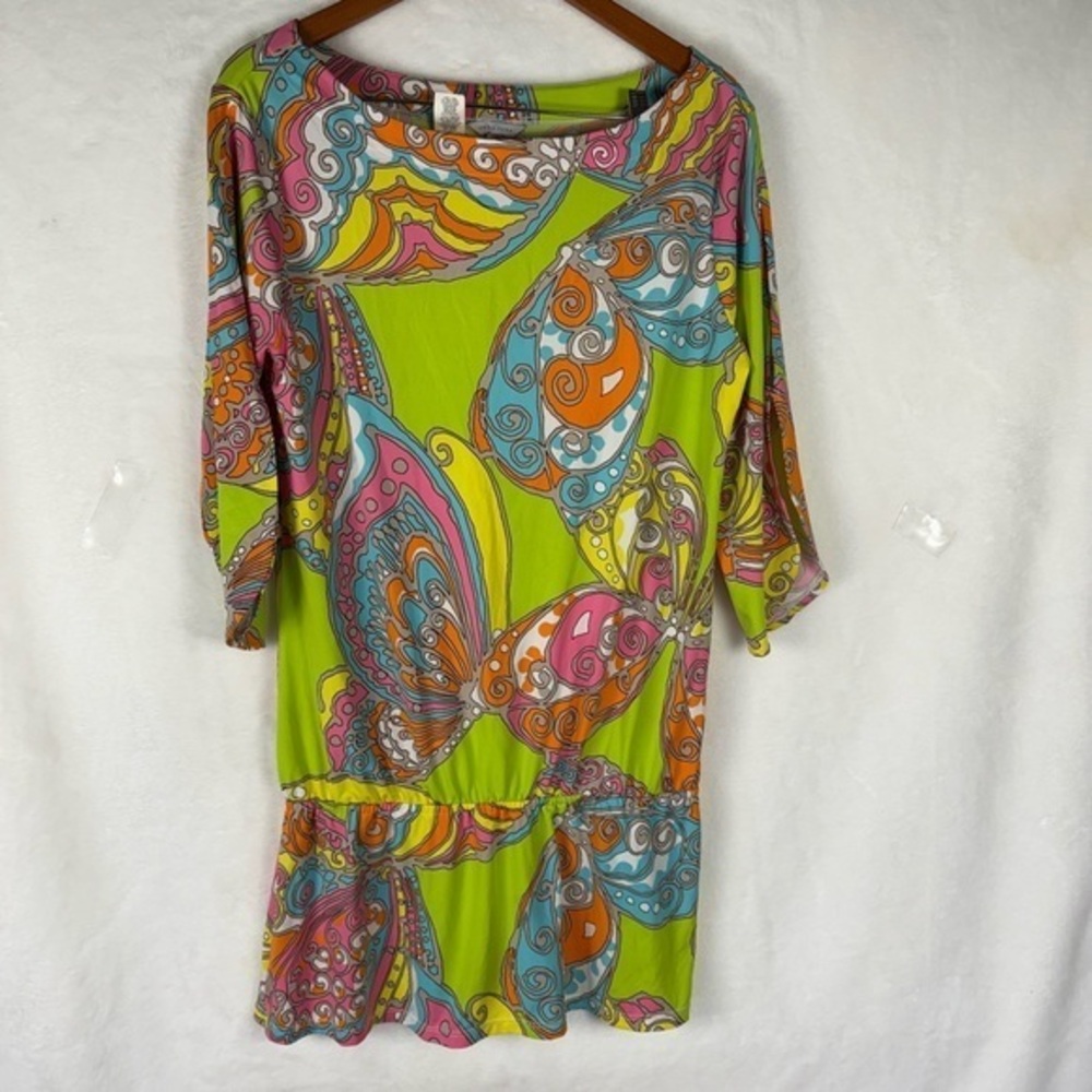 Trina Turk Butterfly Print Dress Size M colorful bright comfortable dress